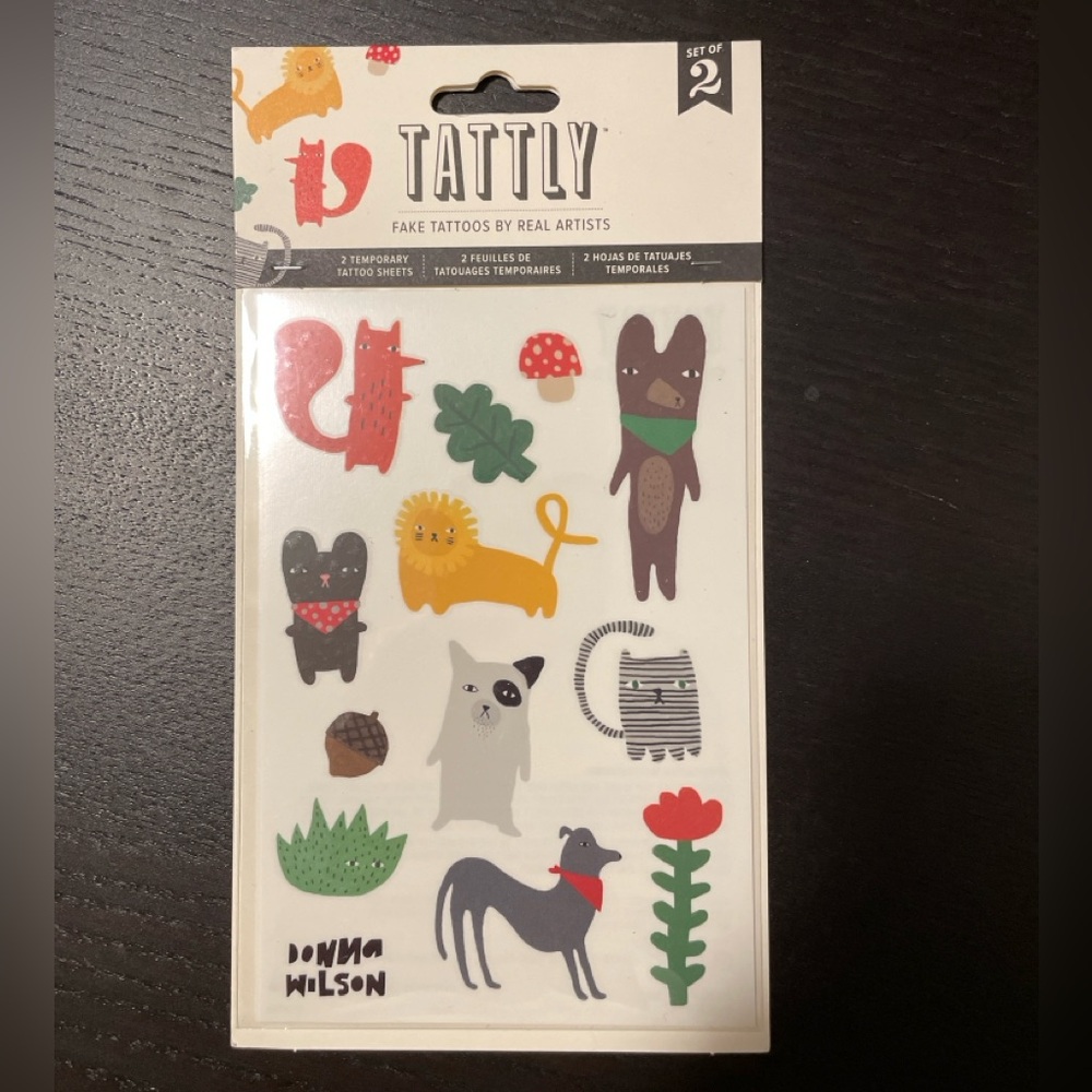 TATTLY temporary tattoos cute animals.